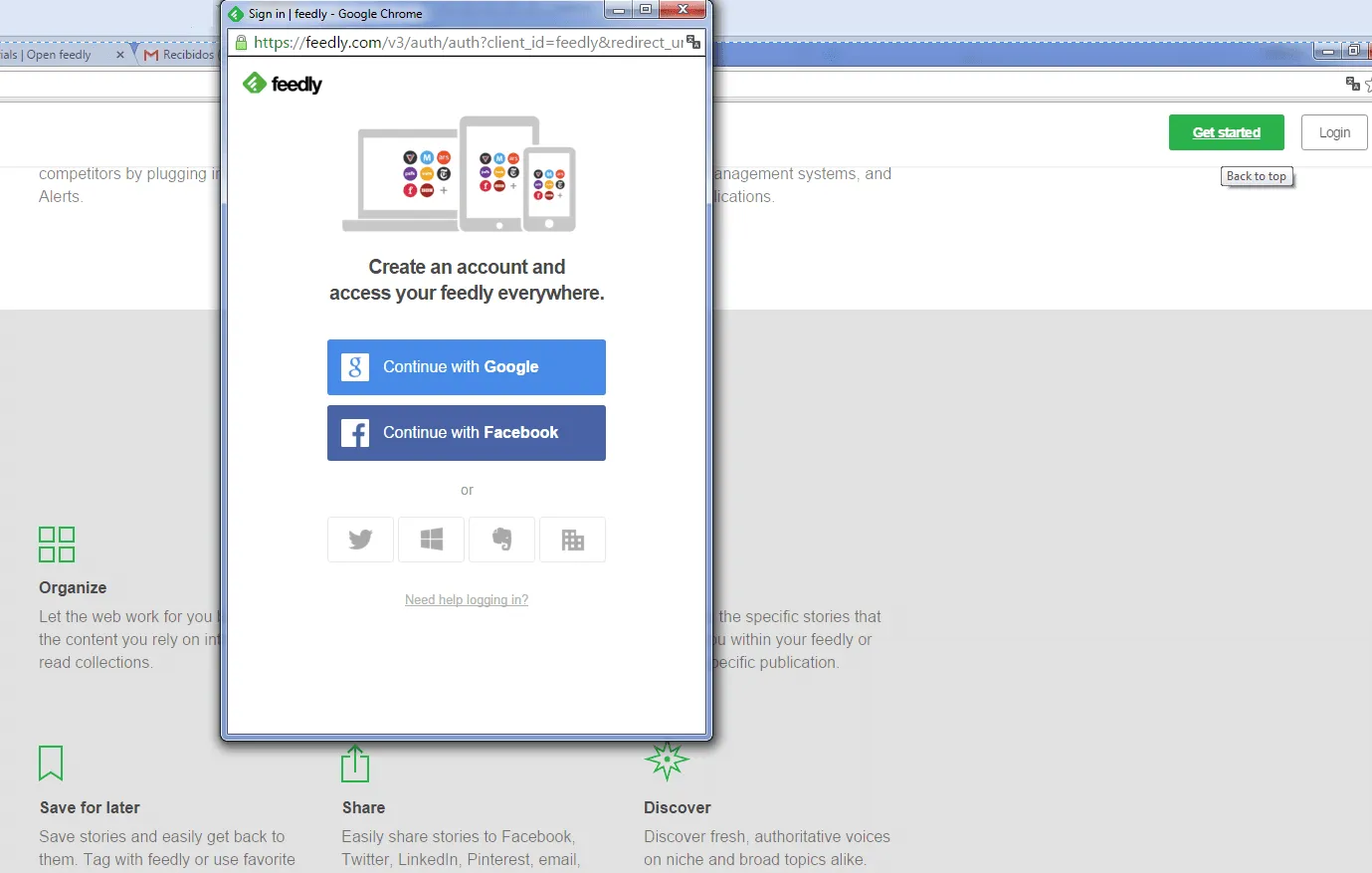 Cómo crear cuenta en Feedly