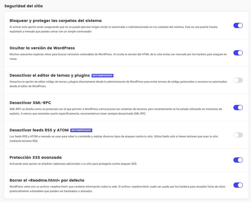 Funcionalidades SiteGround: Security Optimizer